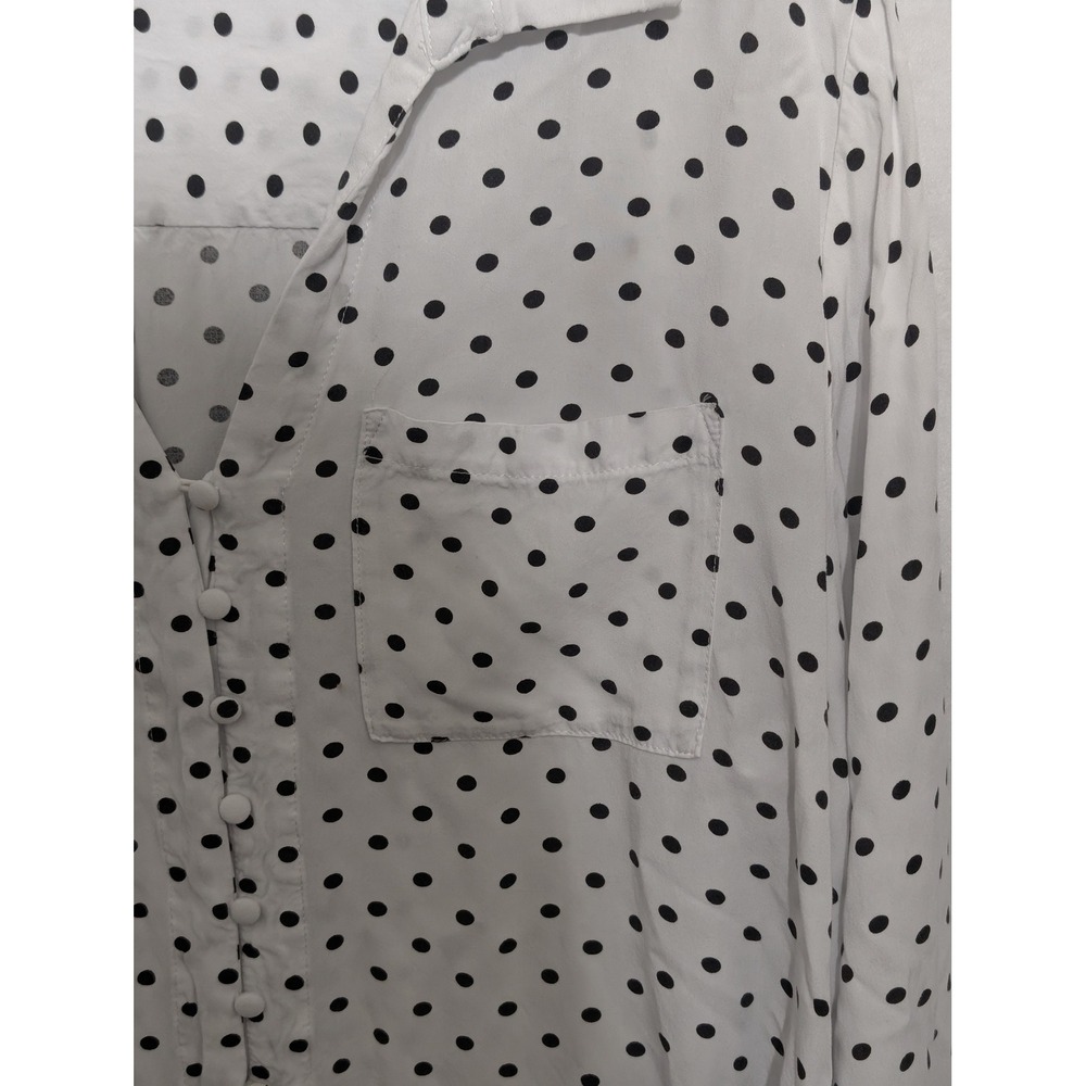 Velvet Heart Womens XL Polka Dot Button Down Blouse White Black Long Sleeve Top - Picture 2 of 6